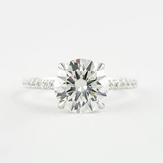 1.0CT Round Cut Moissanite Hidden Halo Engagement Ring - ELITE CARAT