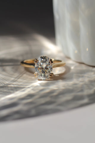 Bague de fiançailles avec solitaire en diamant ovale de 1,0 à 3,0 ct