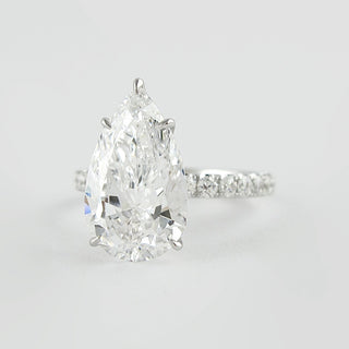 2.10 CT Pear Shaped Moissanite Hidden Halo Engagement Ring