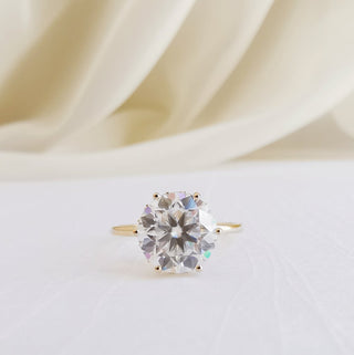 3.0 CT Round Shaped Moissanoite Hidden Halo Engagement Ring