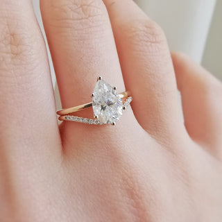 Bague de fiançailles solitaire en moissanite en forme de poire de 1,36 ct