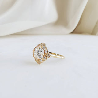 1.0 CT Cushion Shaped Moissanite Art Deco Engagement Ring