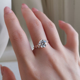 2.0 CT Round Shaped Moissanite Pave Setting Engagement Ring