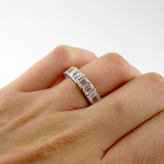 5.5 TCW Emerald Cut Full Eternity Moissanite Wedding Band