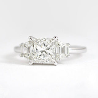 1.75 CT Princess Shaped Moissanite Three Stones Engagement Ring