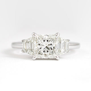 1.75 CT Princess Shaped Moissanite Three Stones Engagement Ring