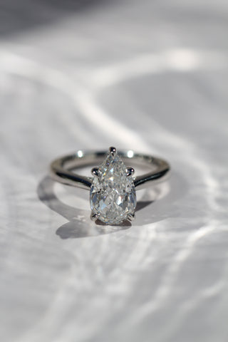 1.0 -3.0 CT Pear Diamond Hidden Halo Engagement Ring