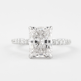 1.80CT Radiant Cut Hidden Halo Moissanite Engagement Ring in 14K White Gold