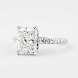 1.80CT Radiant Cut Hidden Halo Moissanite Engagement Ring in 14K White Gold - ELITE CARAT