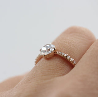 Bague de fiançailles en or massif 18 carats avec diamants en moissanite taille rose ronde de 2 carats pour femme