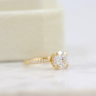 2CT Round Cut Diamond Double Claw Moissanite  Engagement Ring