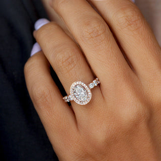 1.5ct Oval F- VS1 Diamond Halo & Pave Style Engagement Ring