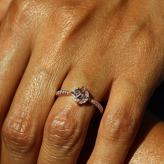 Bague de fiançailles en or massif 18 carats avec diamants en moissanite taille rose ronde de 2 carats pour femme