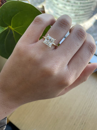 Bague de fiançailles avec solitaire en diamant princesse de 1,50 à 3,50 ct