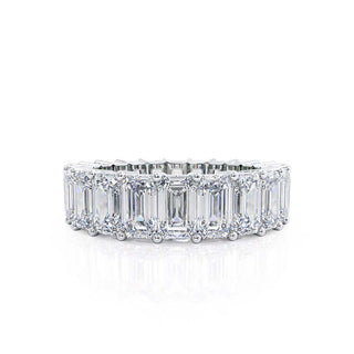 Alliance de mariage de style éternité avec moissanite en forme d'émeraude de 5,0 ct