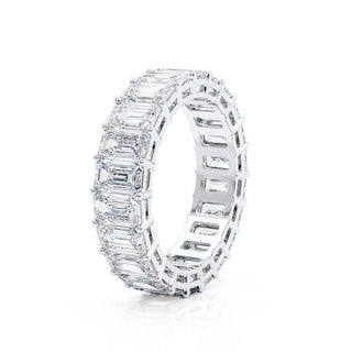 Alliance de mariage de style éternité avec moissanite en forme d'émeraude de 5,0 ct