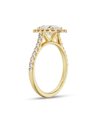 Bague de fiançailles avec halo et pavé de diamants ovales CVD de 1,5 à 3,5 ct