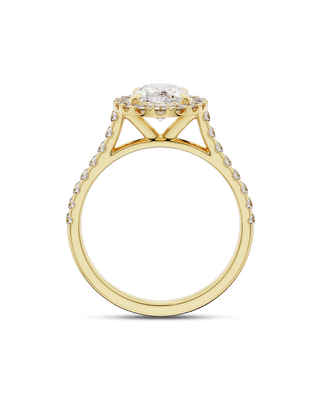 Bague de fiançailles avec halo et pavé de diamants ovales CVD de 1,5 à 3,5 ct