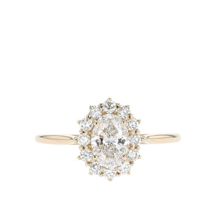 Bague de fiançailles avec diamant solitaire ovale halo moissanite de 1,65 ct