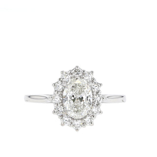 Bague de fiançailles avec diamant solitaire ovale halo moissanite de 1,65 ct