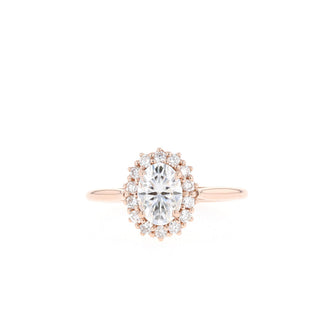 Bague de fiançailles avec diamant solitaire ovale halo moissanite de 1,65 ct