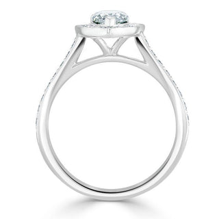 Bague de fiançailles en moissanite à facettes taille poire de 1,52 ct avec pavé de canal halo