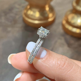 Ensemble de mariage en diamants libres F-VS avec halo caché et pavé de 2,0 ct