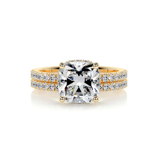 2.0 CT Cushion Hidden Halo & Pave F-VS Loose Diamond Bridal Set