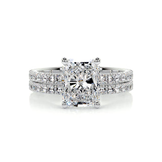 Ensemble de mariage avec solitaire radiant et pavé F-VS en diamants libres de 1,50 ct