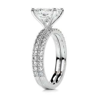 1.50 CT Radiant Solitaire & Pave F-VS Loose Diamond Bridal Set