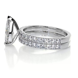 Ensemble de mariage avec solitaire en forme de poire et diamant pavé F-VS CVD de 2,0 ct