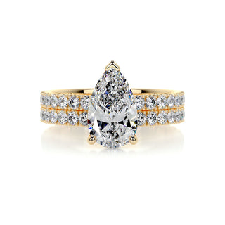 2.0 CT Pear Solitaire & Pave F-VS Loose Diamond Bridal Set