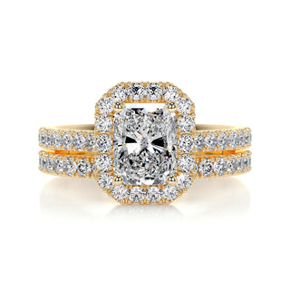 1.50 CT Radiant Cut  F-VS Loose Diamond Bridal Set With Halo & Pave Setting