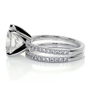 3.0 CT Cushion Solitaire & Pave Setting F-VS CVD Diamond Bridal Set