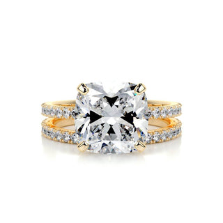 3.0 CT Cushion Solitaire & Pave Setting F-VS Loose Diamond Bridal Set