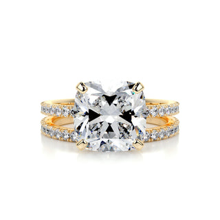 3.0 CT Cushion Solitaire & Pave Setting F-VS CVD Diamond Bridal Set