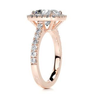 2.5 Carat Cushion Cut Halo Style Moissanite Engagement Ring