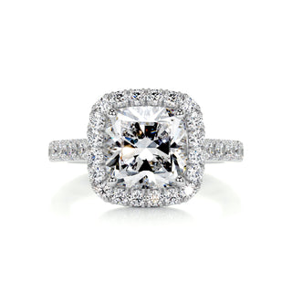 2.5 Carat Cushion Cut Halo Style Moissanite Engagement Ring