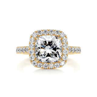 2.5 Carat Cushion Cut Halo Style Moissanite Engagement Ring