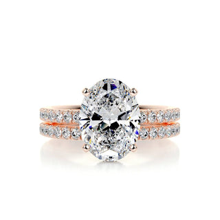 3.0 CT Oval Hidden Halo & Pave F-VS Loose Diamond Bridal Set