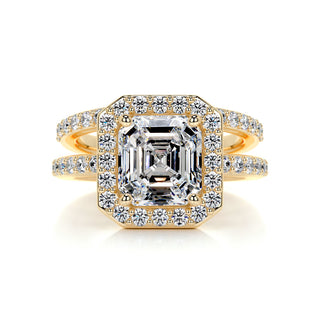 Conjunto nupcial de diamantes sueltos Asscher Halo &amp; Pavé F-VS de 1,05 quilates