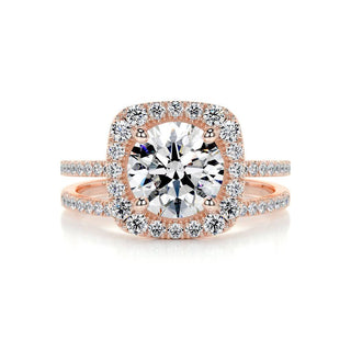 2.0 CT Round Shaped  F-VS Loose Diamond Bridal Set With Halo & Pave Setting