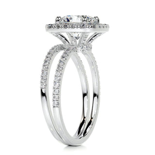 2.0 CT Round Shaped  F-VS Loose Diamond Bridal Set With Halo & Pave Setting