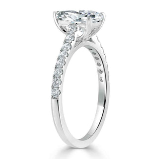 Bague de fiançailles en moissanite solitaire taille poire de 1,33 ct sertie pavée