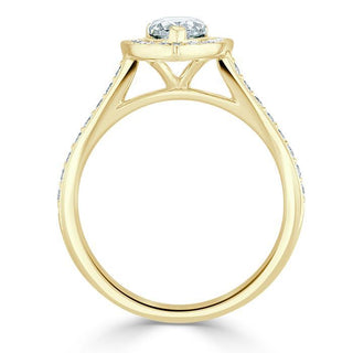 1.52 CT Pear Shaped Moissanite Halo Engagement Ring