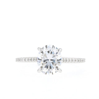 1.60Ct Oval Pave Moissanite Diamond Four Prong Engagement Ring