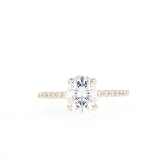 1.60Ct Oval Cut Moissanite Pave Diamond Engagement Ring - ELITE CARAT