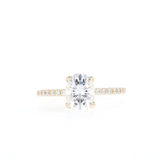 1.60Ct Oval Pave Moissanite Diamond Four Prong Engagement Ring