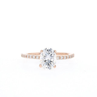 1.60Ct Oval Cut Moissanite Pave Diamond Engagement Ring - ELITE CARAT