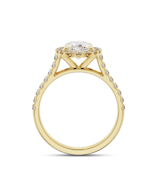 Bague de fiançailles avec halo et pavé de diamants en forme de poire CVD de 1,5 à 3,5 ct